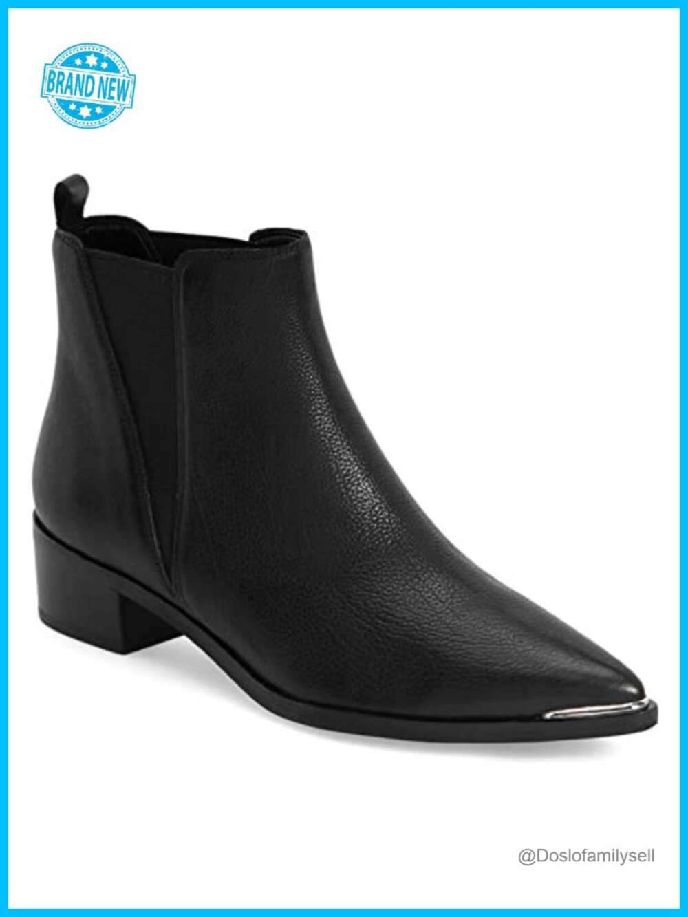 Juliet Holy Faux Leather Chelsea Ankle Boots Pointed Toe Chunky Stacked Heel